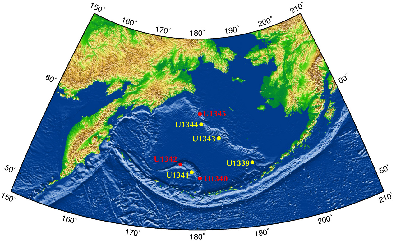 Exp 323 logging summary. Figure1: Location of the sites drilled (red) and logged (yellow) during IODP Expedition 323