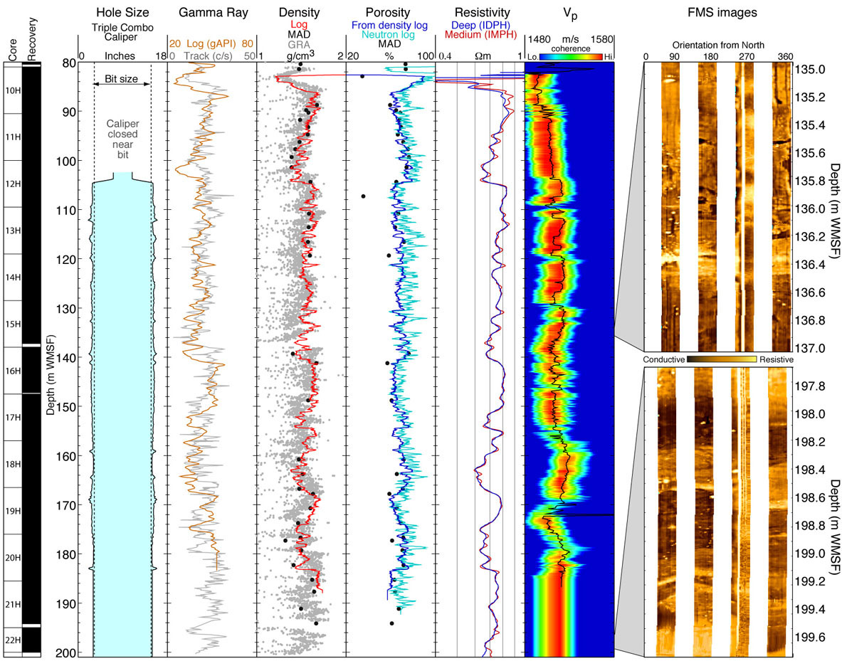 Exp 323 logging summary. Figure3: Summary of the logs recorded in Hole U1339D